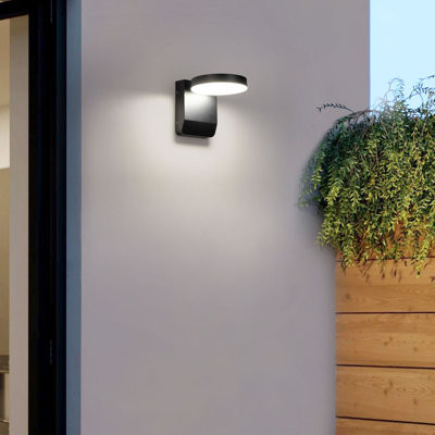 Neah Black 16cm H Integrated LED Outdoor Armed Sconce