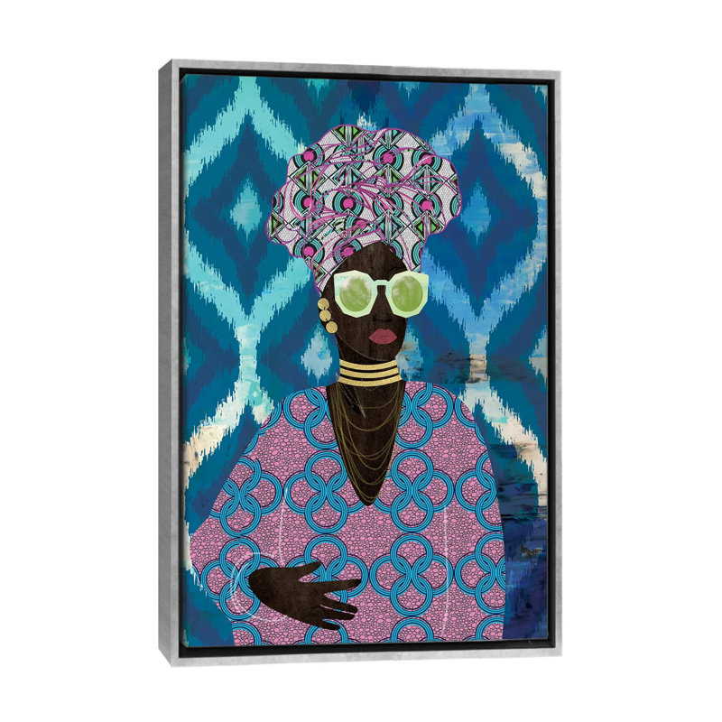 «Modern Turban Queen I» par Nikki Chu - reproduction, H 26 po x l 18 po x 1,5 po, Encadrement argenté