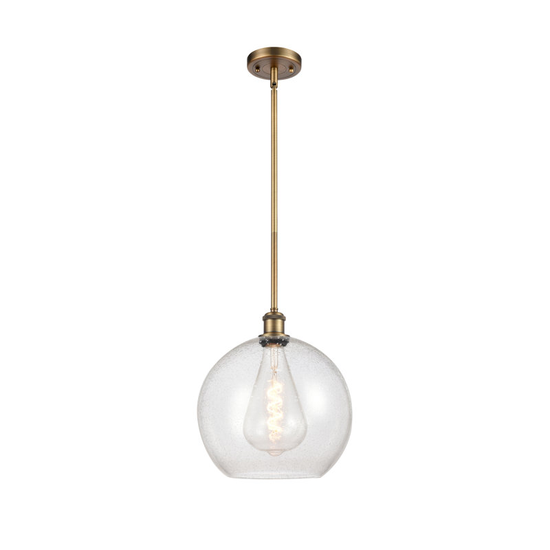 Luminaire suspendu sphérique 1 lumière Cindi, H 14,38 po x l 11,75 po x P 11,75 po, Ampoule non incluse, Laiton brossé
