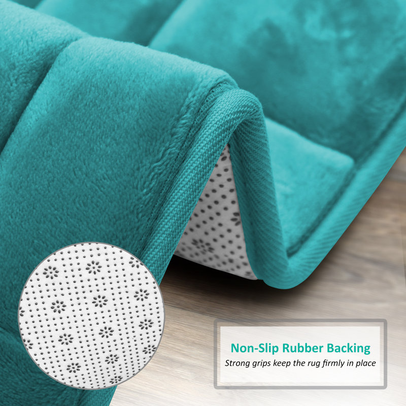 Teal Small Memory Foam Microfiber Bath Rug