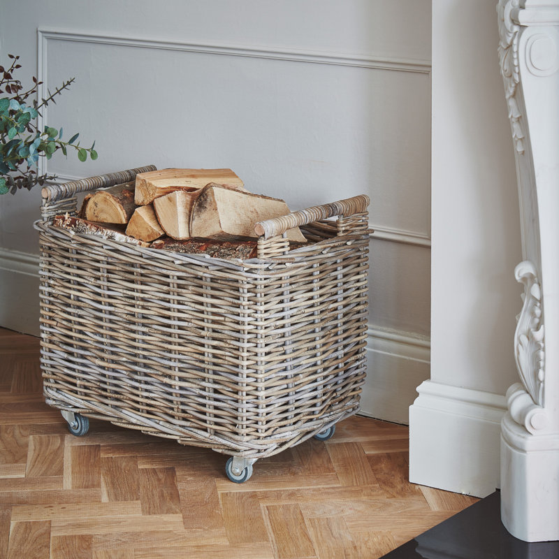 Natural Rattan Log Cart H49cm W58cm