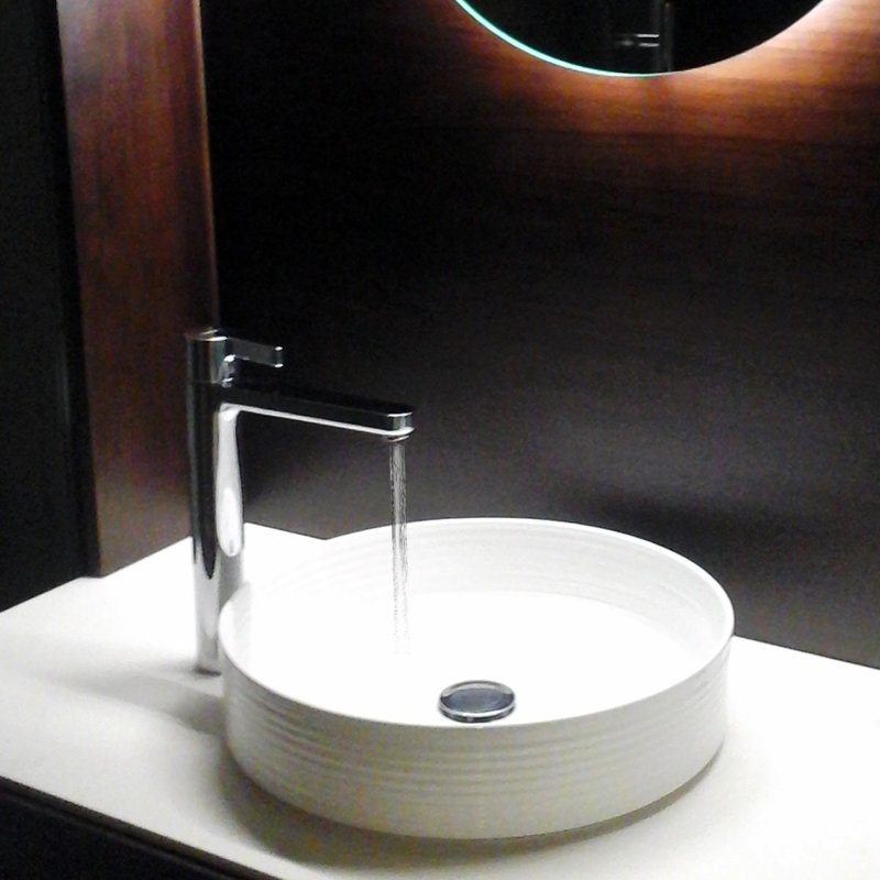 16'' White Fireclay Round Vessel Bathroom Sink
