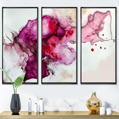 «Viva Magenta Secret Wispers VII», reproduction sur toile 3 pièces