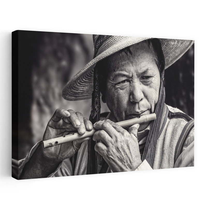 «Elder Flute Musician Abstract», reproduction d'art murale contemporaine, 16" H x 24" W