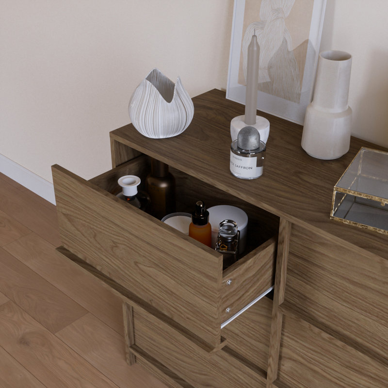 Commode 9 tiroirs Jadonna, Brun clair