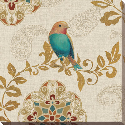 «Bird Rainbow Teal», reproduction de peinture à l'aquarelle sur toile tendue
