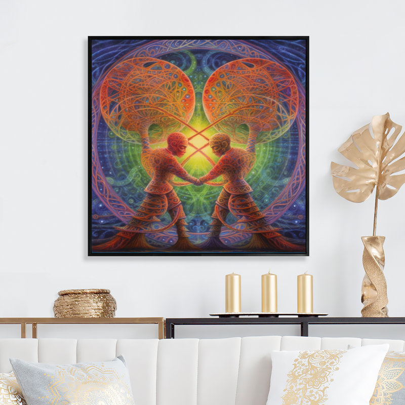 Impression sur toile romantique, Cadre flottant noir, H 30 po x l 30 po x P 1 po