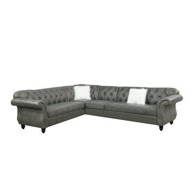 Miyah Faux Leather L-Shaped Sectional Symmetrical