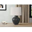 Lighting, H 26 po, lampe de table, métal noir, abat-jour ivoire / crème, transitionnel