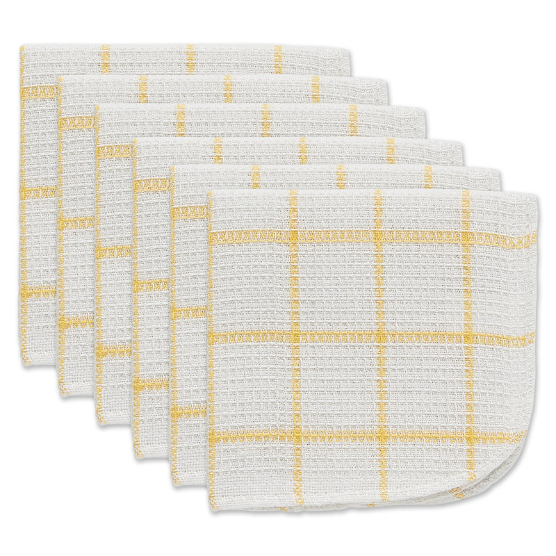 Checkered Waffle Dish Cloth Kitchen Towel, Yellow