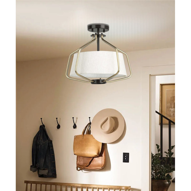 Geib Fabric Semi Flush Mount, Antique Bronze