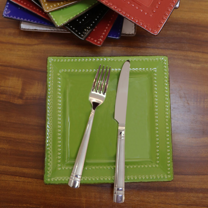 16 Piece Stoneware Dinnerware Set - Service for 4, Green