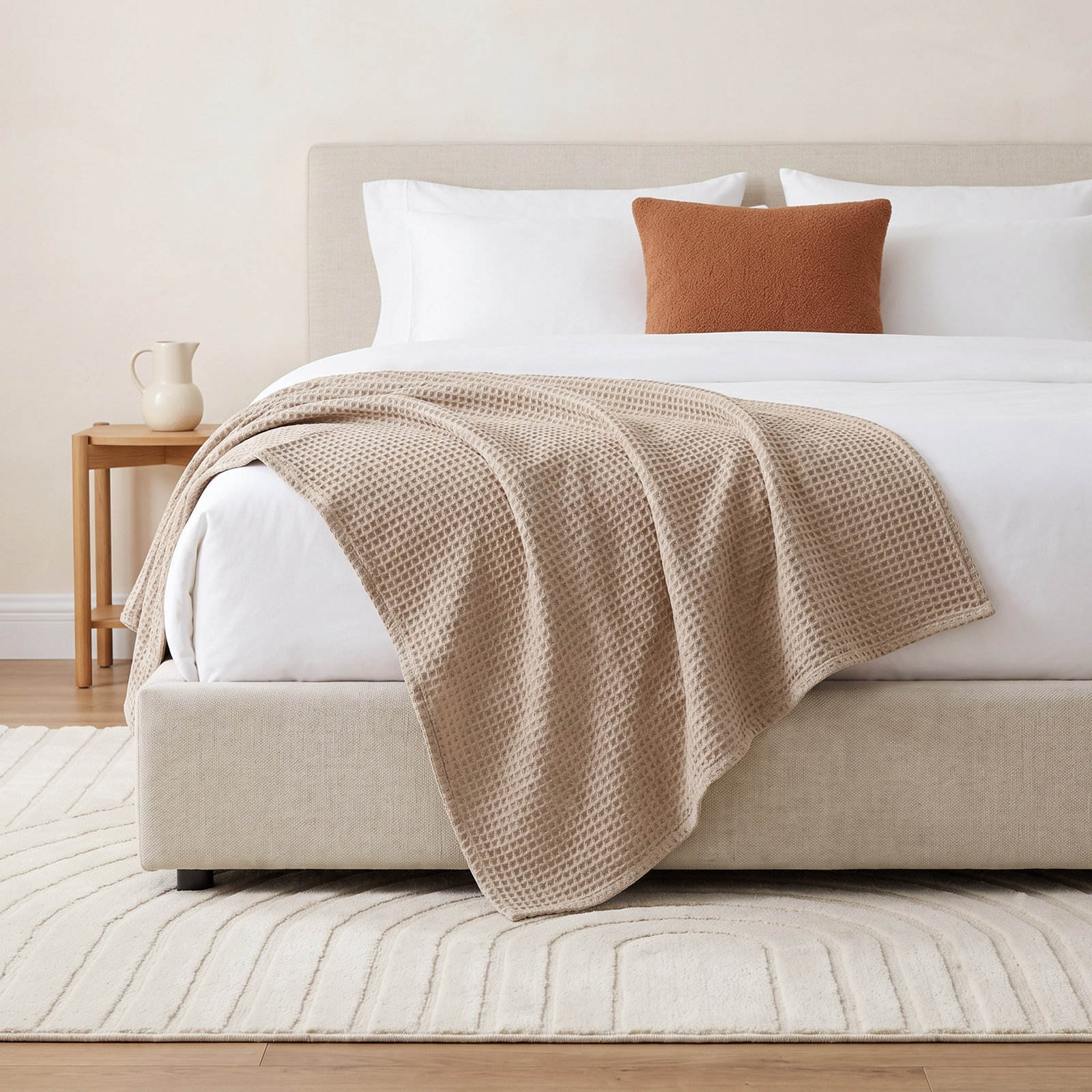 Cotton Throw Blanket, King, Khaki