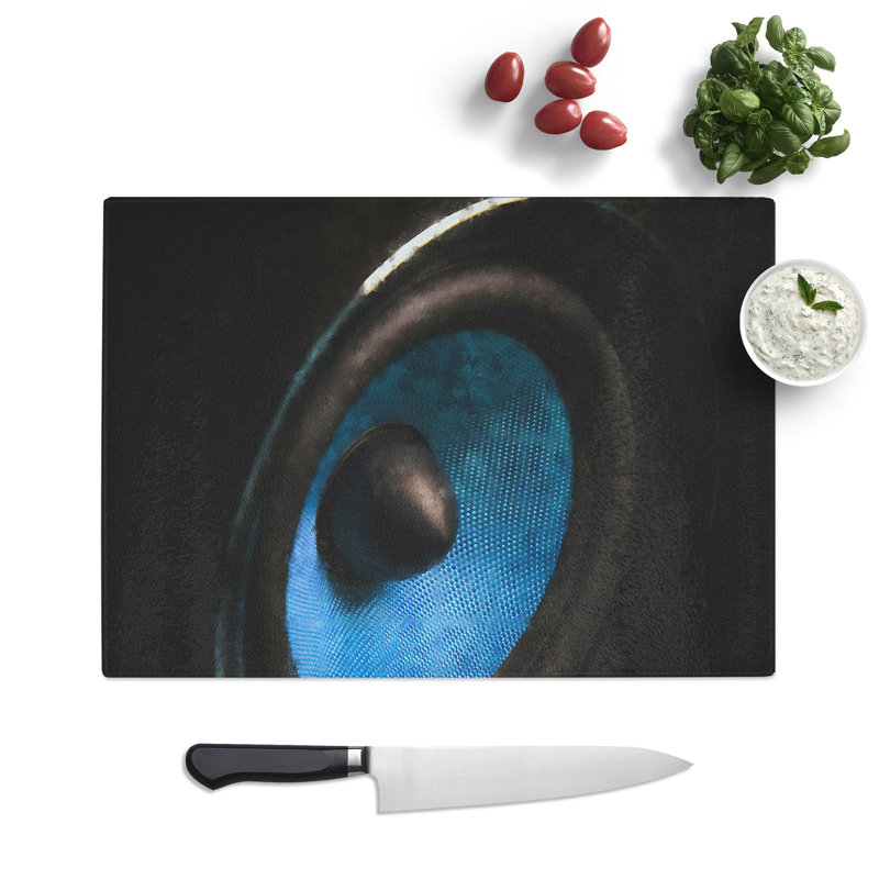 Hi Fi Speaker in Blue Painting Chopping Board, 0.4cm H x 28.5cm W x 39cm L