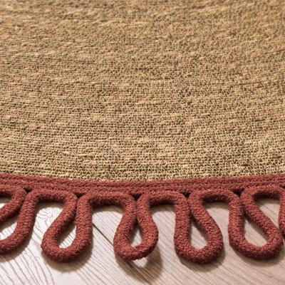 Natural Fiber Braided Bamboo Slat / Seagrass; Cotton No Pattern Indoor Rug