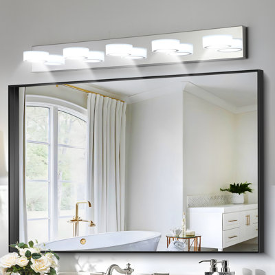1-Chromium colored circular LED dimmable vanity light