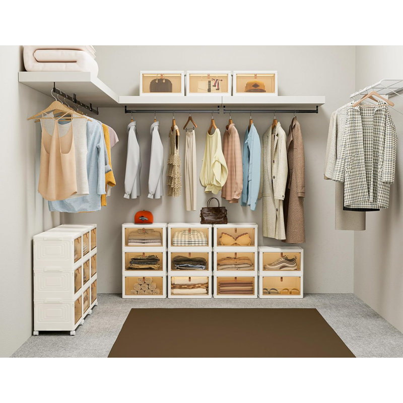 Closet Organizers and Storage 70Qt 3 Pack Stackable Storage Bins with 1 Lid Closet Organizer Boxes for Clothes Foldable Storage Box for Clothes/Toys/Office Supplies/Snacks(23Qt X 3)