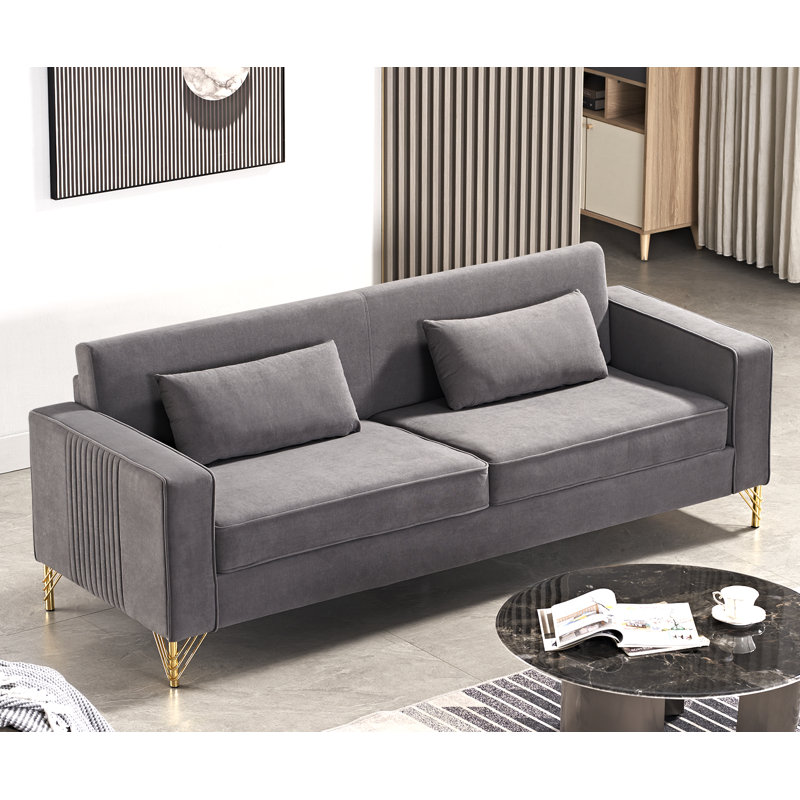 Canapé en velours de 85,8 po Nathally, Velours gris