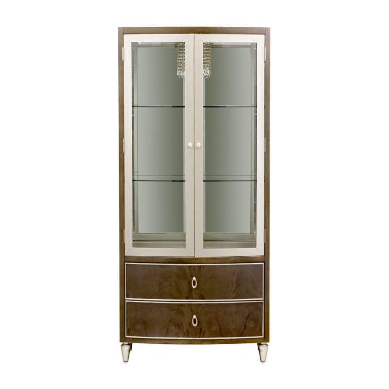 Villa Cherie Display Cabinet with LED Lighting, Hazelnut