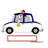 Personalized Friendly Folks Police Car Rhinestone Bordered Key Chain-106950141