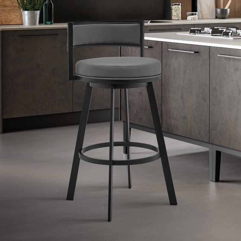 Tabouret de bar Annettia, Noir, noir, noir, noir, Tabouret de comptoir (assise de 26 po de hauteur)