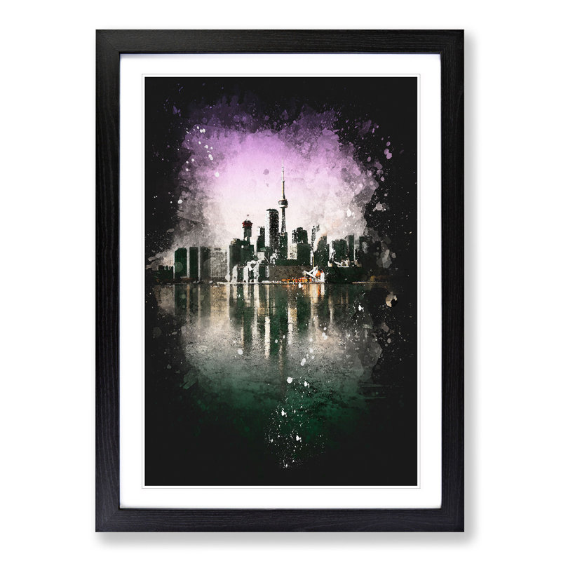 Skyline of Toronto in Canada - Picture Frame Graphic Art Print, 63cm H x 45cm W x 2cm D, Black Framed