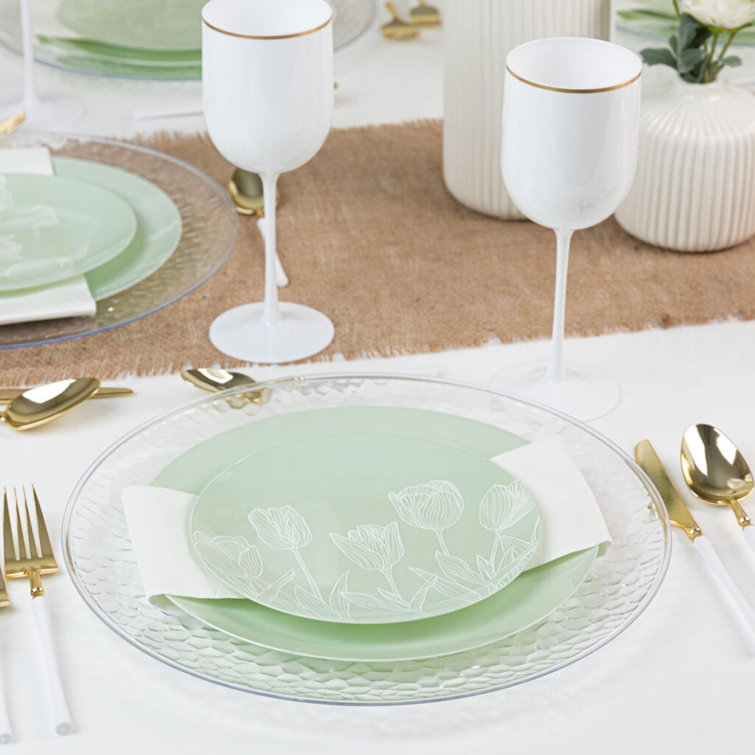 Paper Plates, Mint Green Disposable Paper Plates, Sturdy