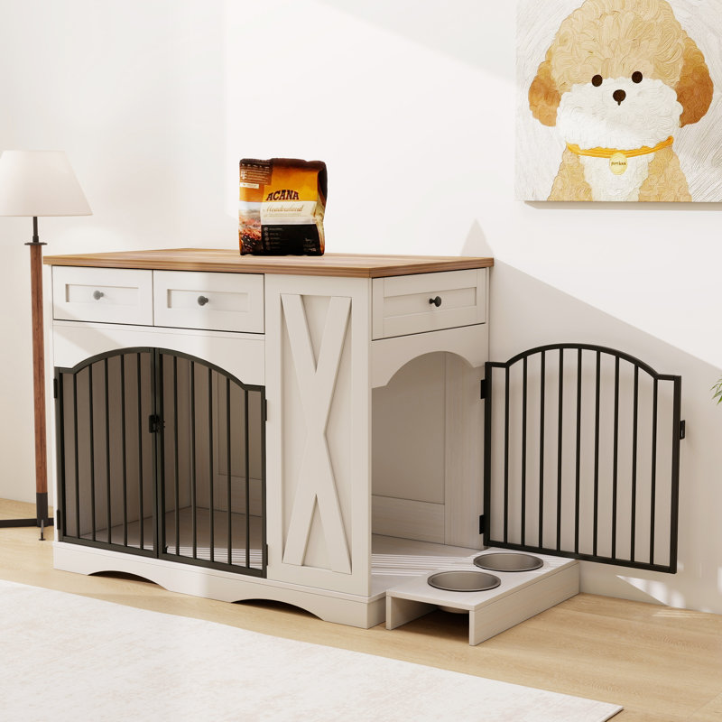 Meuble pour chien 43,3 "Farmhouse, Beige/brun