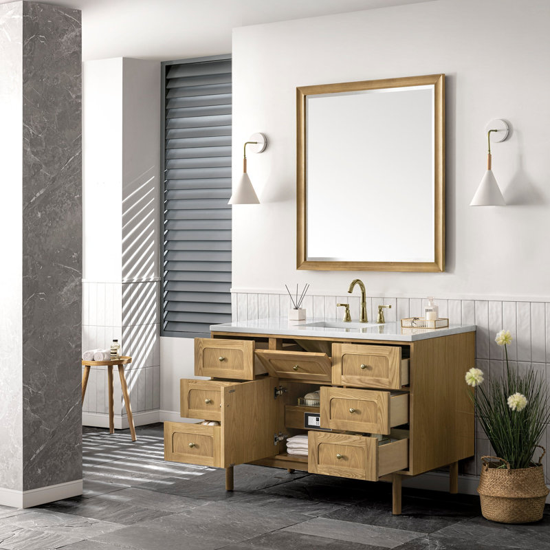 Laurent 48'' W Single Vanity, Ethereal Noctis, 8" Widespread, Light Natural Oak