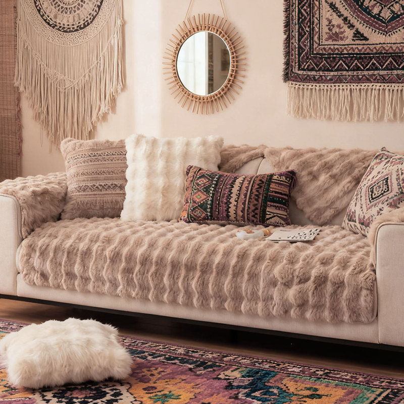 Polyester Sofa Slipcover, Brown