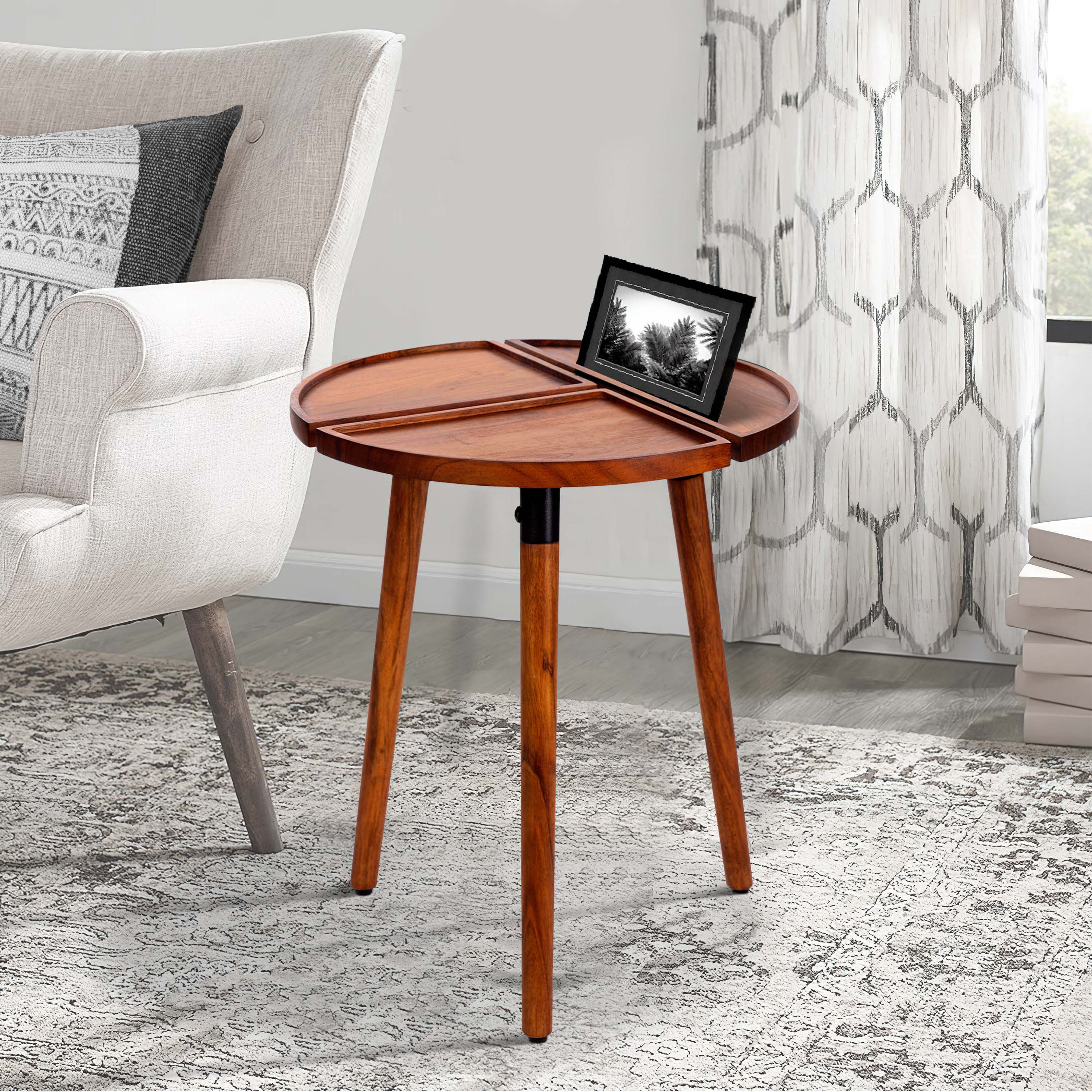 3S. x Home Table D'Appoint Avec Support Tablette Bois Et Métal