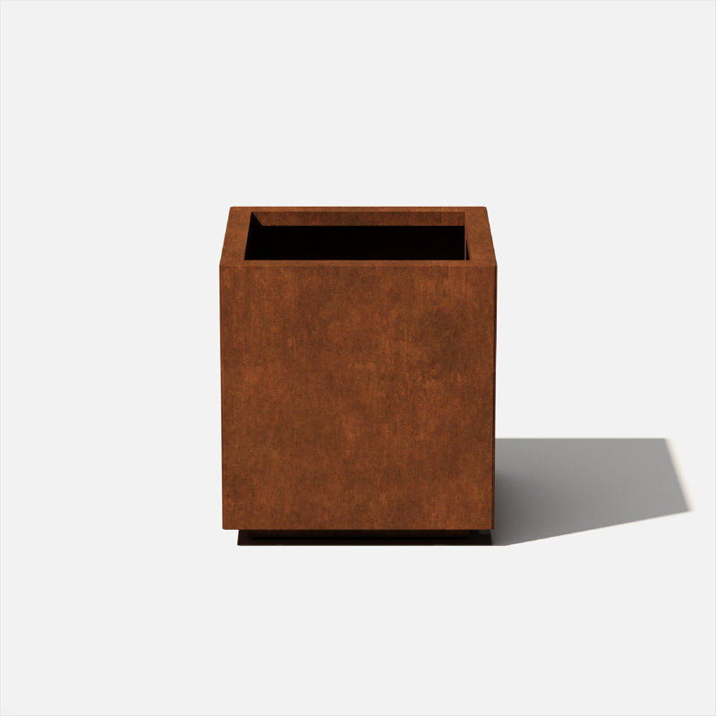 Corten Steel Series Cube Planter Box, 18" H x 17" W x 17" D