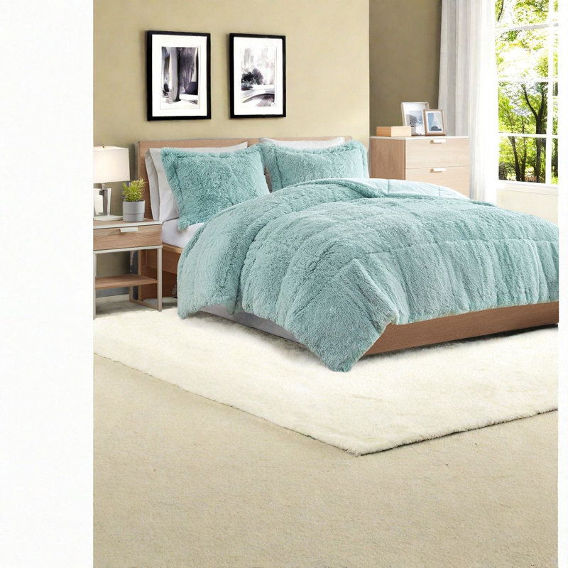 Cozy Shaggy Faux Fur Bedding Sets, Polyester Comforter With Modern Style For Home