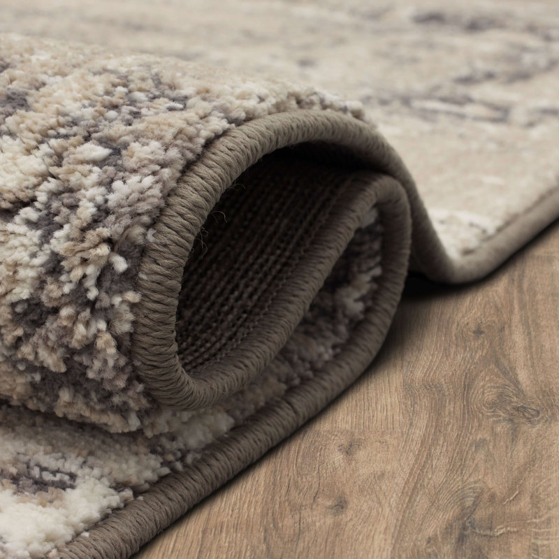Frost Gray Abstract Rectangle Area Rug