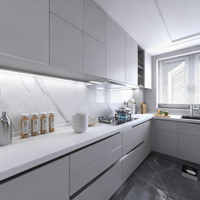 Papier peint auto-adhésif blanc - Papier de contact épais en vinyle imperméable pour comptoirs, meubles et murs - Motif amovible auto-adhésif pour la cuisine, la salle de bain et la décoration intérieure