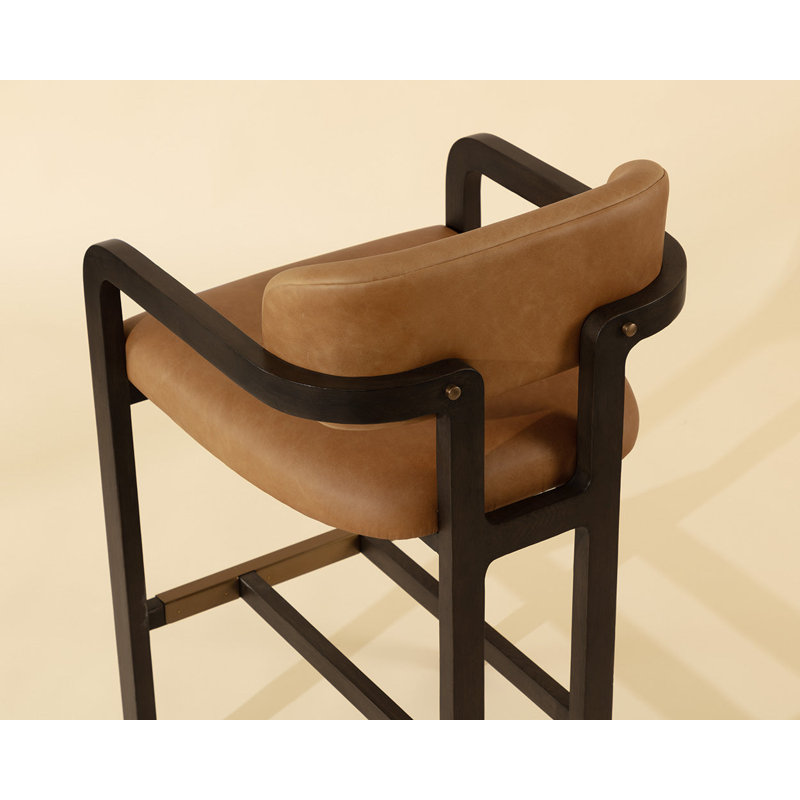 Madrone Upholstered Stool with Solid Wood Frame, Bar Stool (30.25" Seat Height)