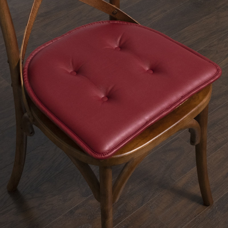 Coussin de chaise d'intérieur en similicuir, Bourgogne, Ensemble de 4