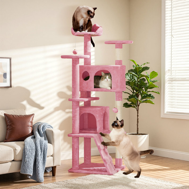Arbre à chat 61,5 po Dagenham, Rose, H 61,5 po x l 19,5 po x P 19,5 po