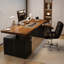 Bureau électrique à hauteur réglable en cuir à deux moteurs Modern Luxury (avec armoire à tiroirs) - 3 options de bureau disponibles-849146296-849146298