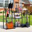 Heavy Duty Freestanding Metal Garden Tool Organizer Rack With Slots & Drill Rack, Garage Workshop Shed Storage Stand 