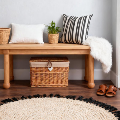Wicker Storage Trunk with Lid and Cotton Liner