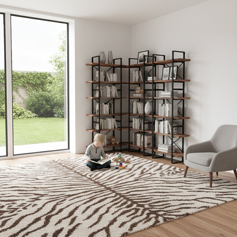 Bibliothèque en coin Zelmar, L 82 po x H 85 po x P 12,6 po