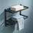 Foldable Wall Mounted Towel Rack for Bathroom, Three Tier Stainless Steel Shelf with Towel Bar and Hooks, Space Saving Storage Organizer for Lavatory, Rust Resistant, Modern Design, Black