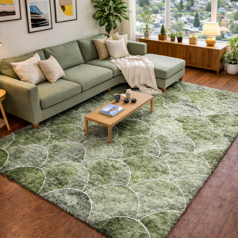 Tapis à poil long de qualité supérieure lavable à la machine ADS594, 8' x 10', Green