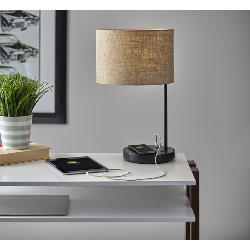 Lampe de table noire 19,5 "avec USB Bourke