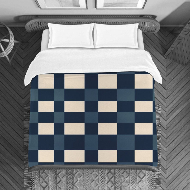 Housse de couette , Housse de couette pour lit simple, Bleu marine/blanc