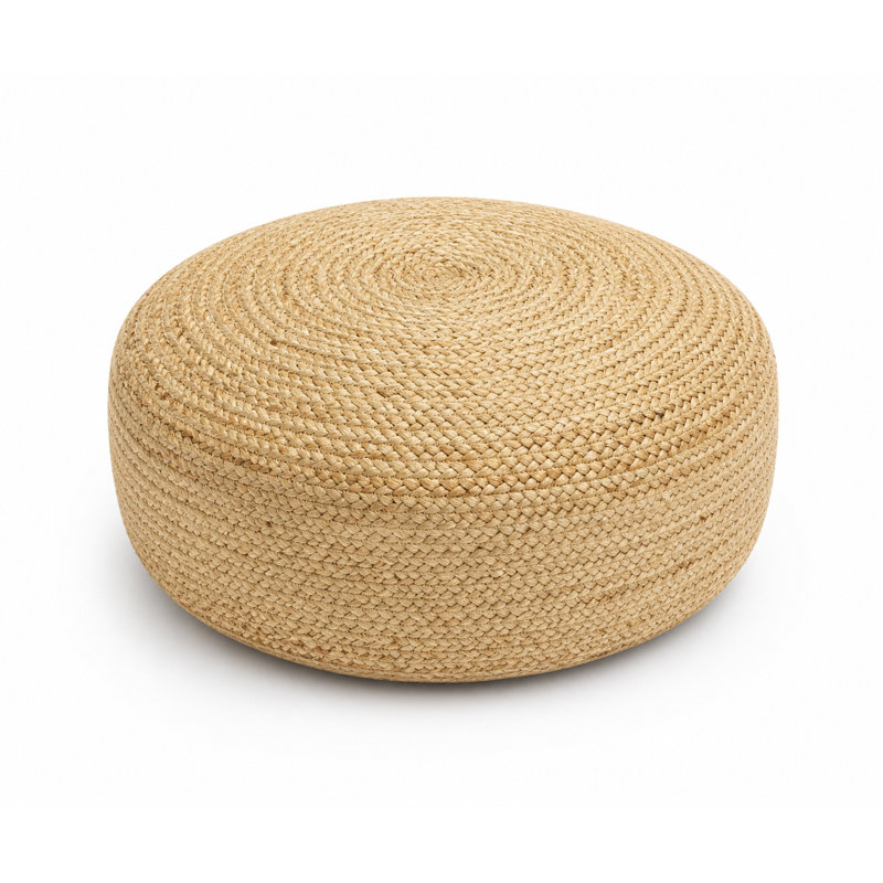 Repose-pieds rembourré en jute et en coton avec rembourrage de billes de polystyrène Margo