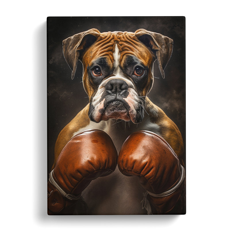 Boxer Dog Romanticism Art - Wrapped Canvas, 76cm H x 50cm W x 3cm D