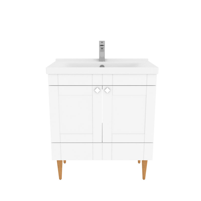 Sara Bathroom Vanity with Ceramic Sink, 31", White
