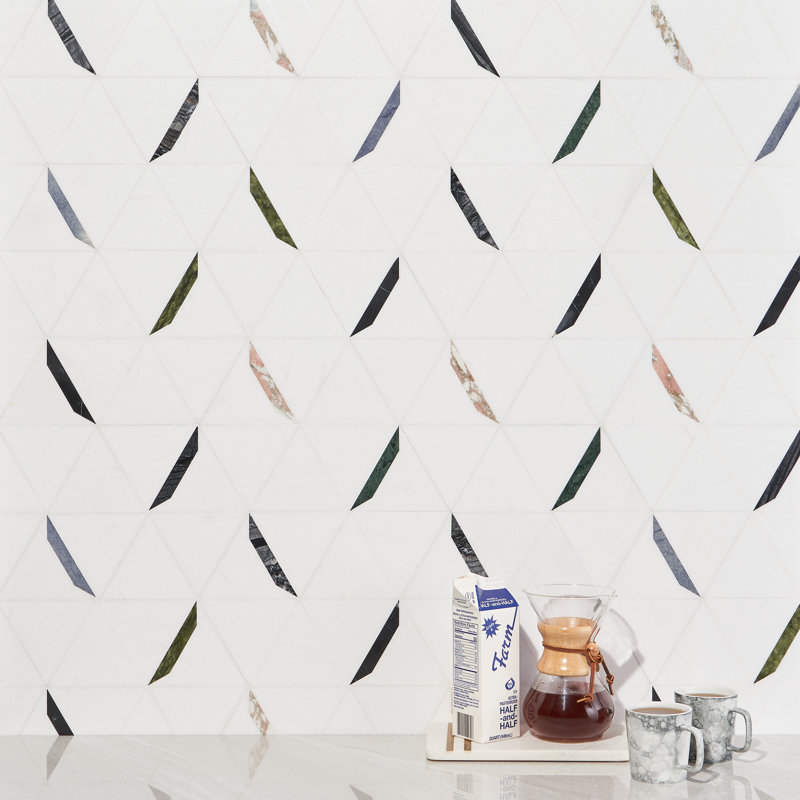 Zandara 5" x 6" Marble Novelty Mosaic Wall & Floor Tile, White